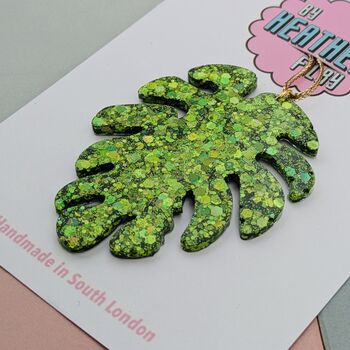 Green Leaf Glitter Resin Christmas Tree Decoration, 4 of 4