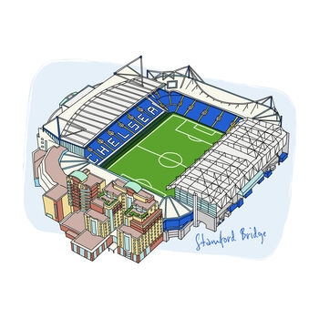 Personalised Chelsea Stadium Print, Stamford Bridge, 5 of 7