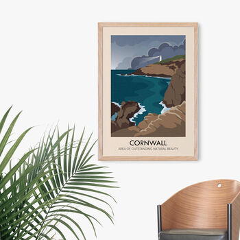 Cornwall Aonb Travel Poster Art Print, 4 of 8