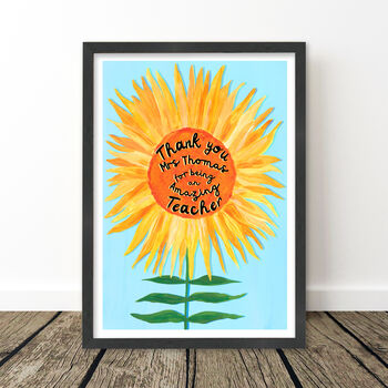 Sunflower Thank You Personalised Teacher Print, 5 of 6