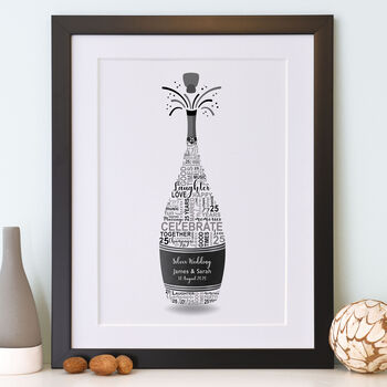 Personalised Silver Anniversary Champagne Word Art, 2 of 10