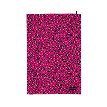 Hot Pink Leopard Print Organic Cotton Tea Towel, 8 of 8