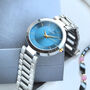 Engraved Silver Wrist Watch With Blue Face, thumbnail 1 of 3