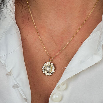 Dainty Sun Flower Charm Gold Plated Necklace, 2 of 5