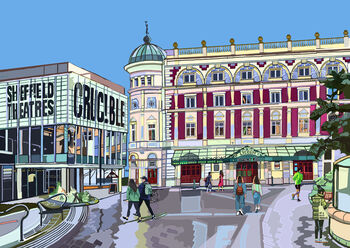 Crucible And Lyceum Theatre, Sheffield Illustration Art Print, 3 of 3