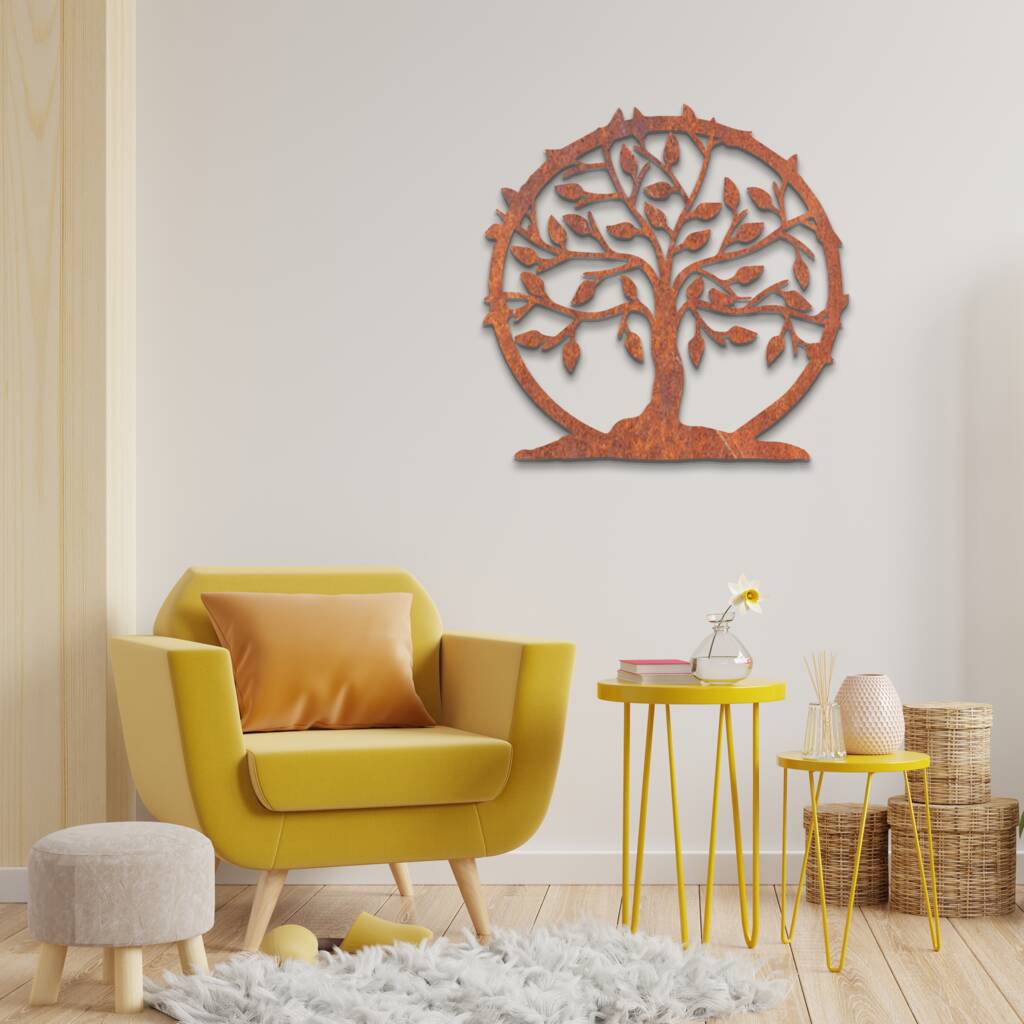 Metal Tree Of Life Wall Art, Circular Tree Wall Decor By Duke Craft