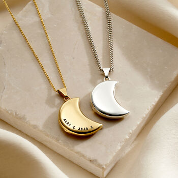 Personalised Crescent Moon Locket Necklace, 2 of 7