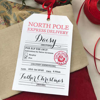 Personalised North Pole Express Delivery Tag By Cows & Kisses ...