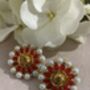 Red Flower Kundan And Meenakari Stud Earrings, thumbnail 1 of 3