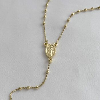 St Mary Rosary Necklace Yellow Gold Dinky Heart, 2 of 4