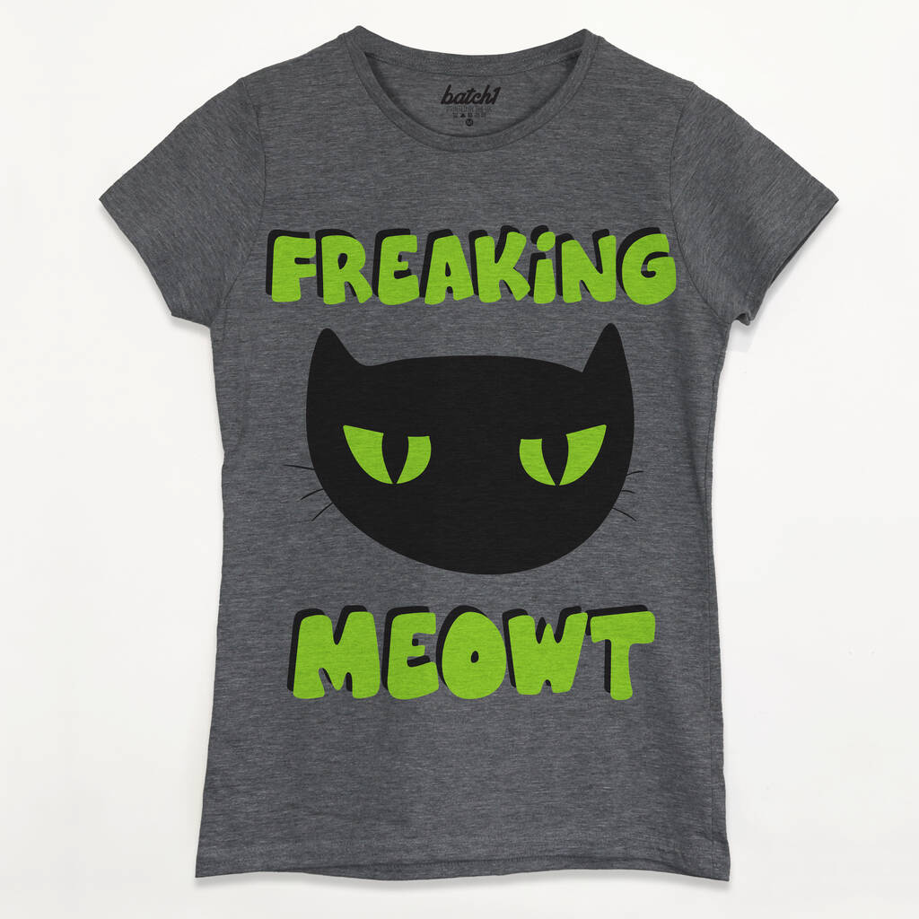 Freaking Meowt Women's Halloween Cat T Shirt