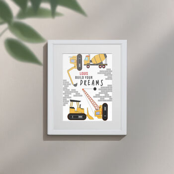 Personalised Construction Children's Nursery Framed Print, 8 of 10