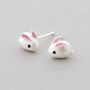 Sterling Silver Bunny Earrings Studs, thumbnail 2 of 3