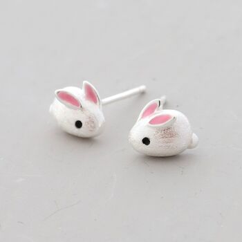 Sterling Silver Bunny Earrings Studs, 2 of 3