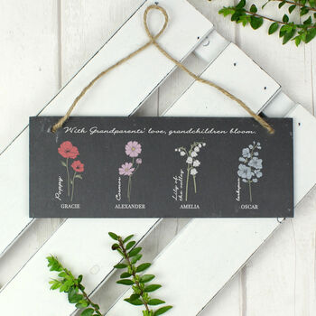 Personalised Flower Of The Month Hanging Slate Plaque, 5 of 6