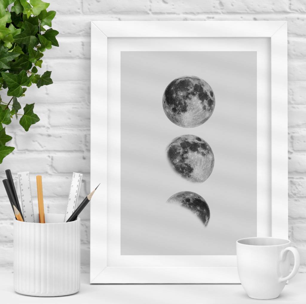 Phases Of The Moon Black And White Print By The Motivated Type ...