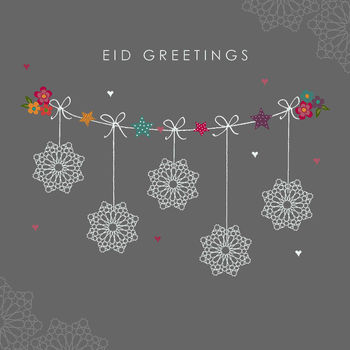 Eid Greetings Card Grey Geometric Circles, 2 of 2