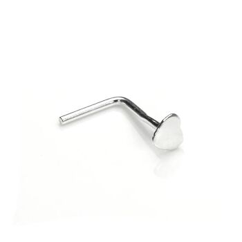 Sterling Silver 3mm Heart L Shaped Nose Stud, 2 of 3