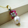 Kasumi Like Pearl Ruby Diamond Labradorite Necklace, thumbnail 3 of 4