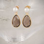 Freshwater Pearl And Gold Amethyst Drop Earrings, thumbnail 4 of 4