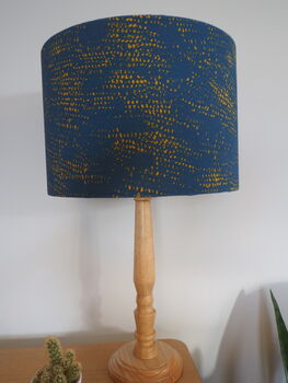 Teal Lampshade With Mustard Abstract Pattern, 4 of 6