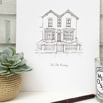 Personalised House Portrait Line Drawing By Homemade House ...