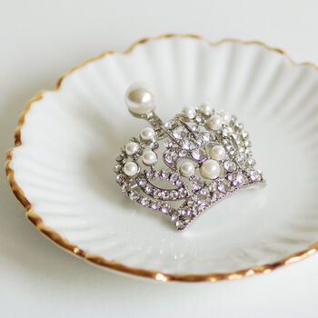 Vintage Style Pearl Crown Brooch, 2 of 11