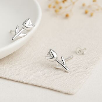 Sterling Silver Rosebud Stud Earrings – 8mm, 2 of 5
