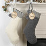 Christmas Sparkle Chunky Knit Stocking With Pom Poms, thumbnail 1 of 9