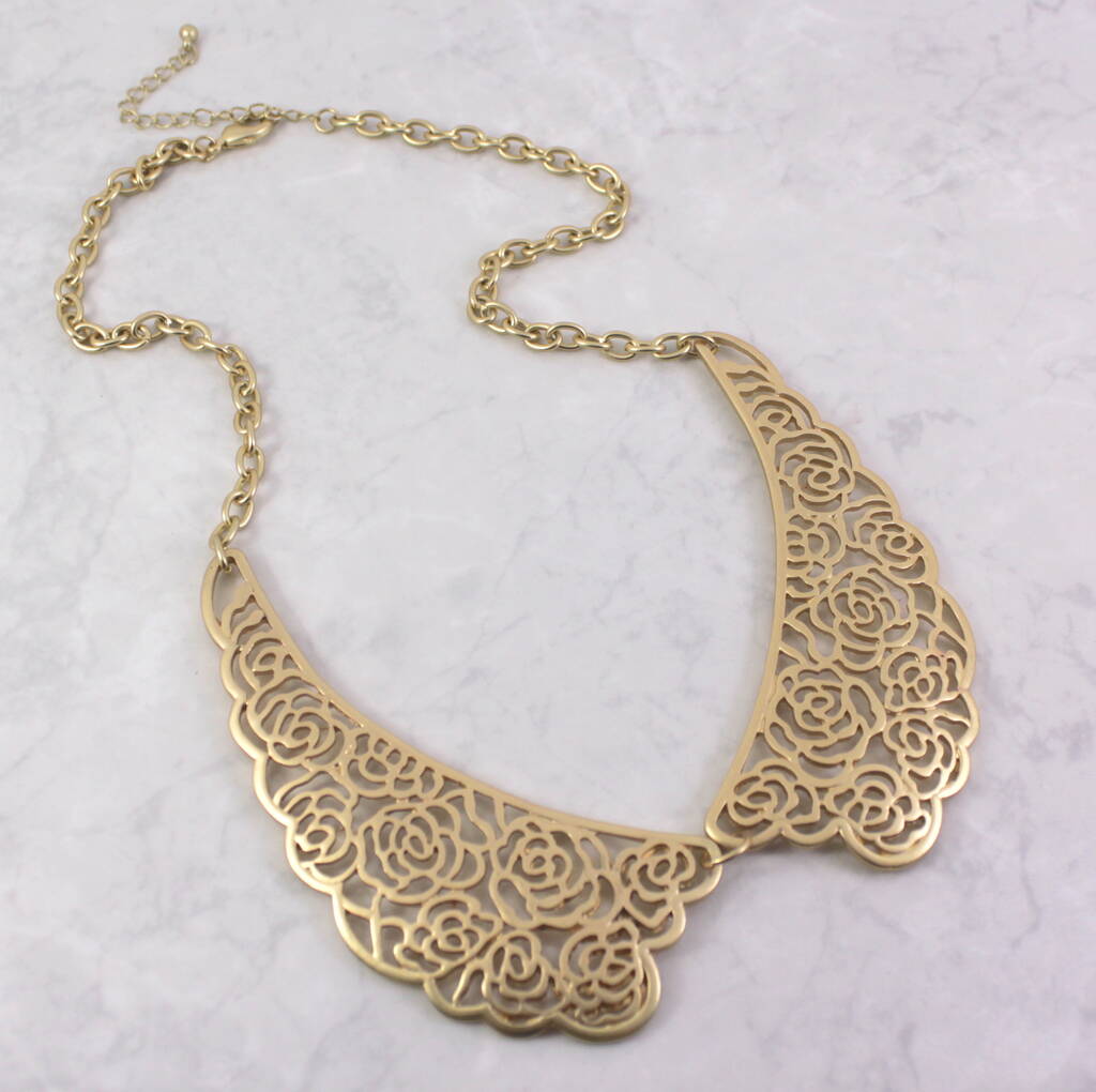 Boho Statement Rose Collar Necklace By Lucy Loves Neko ...