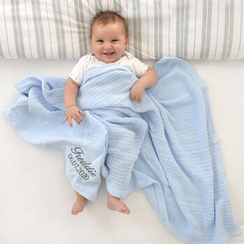 Personalised Blue Cellular Baby Blanket, 2 of 10
