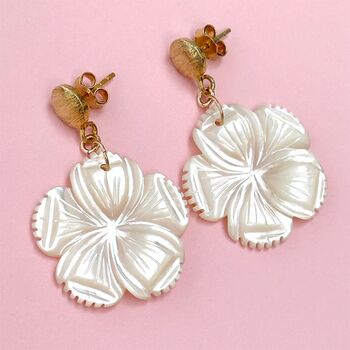 Marta Textured Flower Drop Earrings With Stud Fittings, 2 of 3