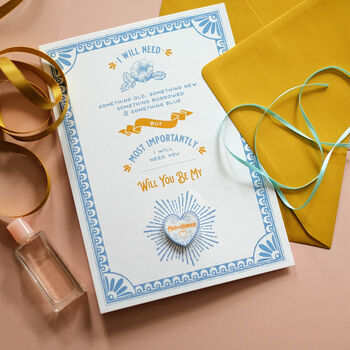 Will You Be My Bridesmaid Card And Pin, 3 of 9