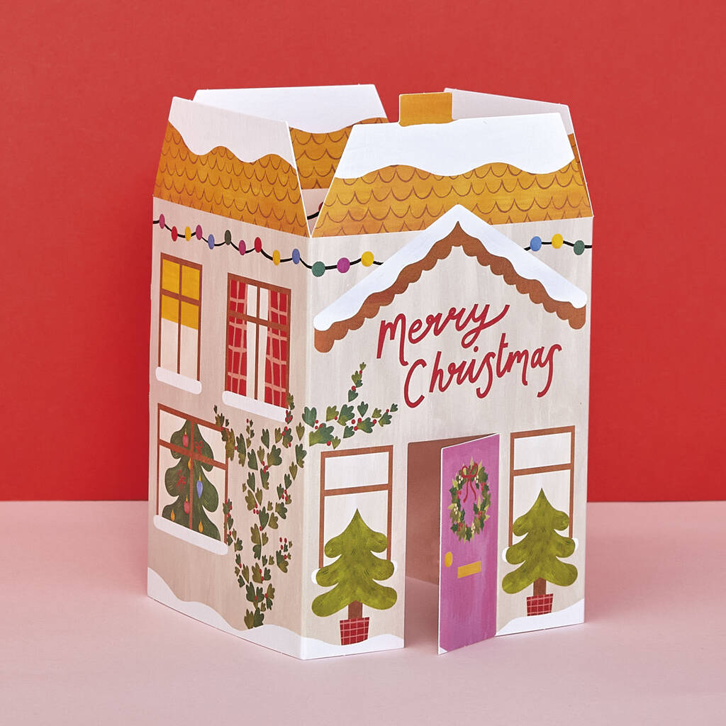 ' 3D Fold Out Christmas House' Christmas Card By Raspberry Blossom