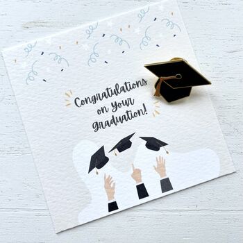 Graduation Pin Mortar Board Black And Gold Enamel Pin, 2 of 10