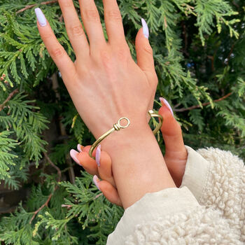 Gold Vermeil Oval Bracelet Bangle – Personalised Gift Bracelet, 2 of 10