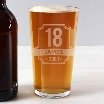 Personalised Big Age, Name And Date Birthday Pint Glass, 3 of 5