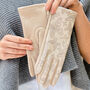 Butterfly Brocade Suede Stretchy Fabric Gloves, thumbnail 5 of 12