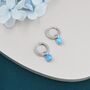 Sterling Silver Dangling Blue Opal Hoop Earrings, thumbnail 8 of 11