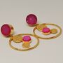 Pink Druzy Agate Gold Drop Earrings, thumbnail 1 of 4