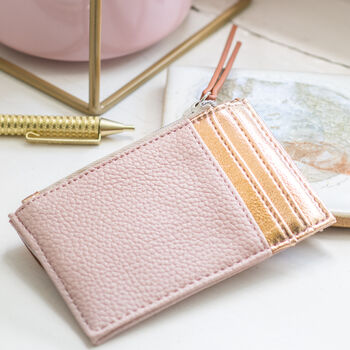 Personalised Rose Gold Vegan Leather Card Purse, 2 of 5