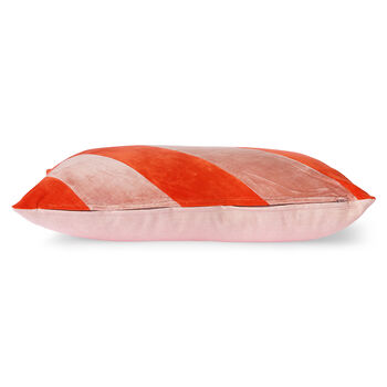 Red And Pink Striped Velvet Cushions, 2 of 3