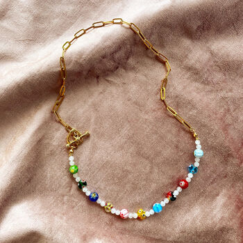 Millefiori Glass Beads With Moonstone Gemstones, 2 of 5