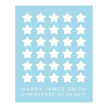 Stars Personalised Christening Guest Book Print, 3 of 5