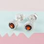 Garnet January Birthstone Sterling Silver Stud Earrings, thumbnail 1 of 4