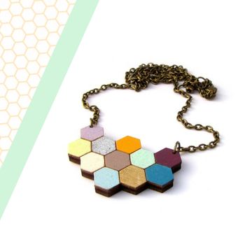 Hexagon Honeycomb Geometric Necklace, 2 of 8