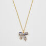 Gold Forget Me Not Bow Pendant Necklace, thumbnail 1 of 8
