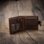 Personalised Brown Leather Wallet Trifold Rfid, thumbnail 7 of 12