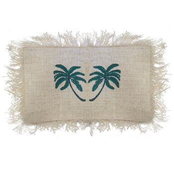 Linen Cushion 30x50cm Palm Tree With Fringe, 4 of 5