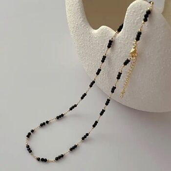 Black Crystal Beaded Mangalsutra Choker Necklace, 2 of 5